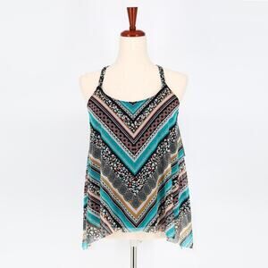 Coco Reef Women Wild Stripes Mesh Flyaway Underwire Swimsuit Tankini Top 34D